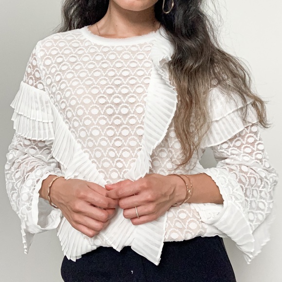 lace and frills asymmetrical blouse - Picture 2 of 7